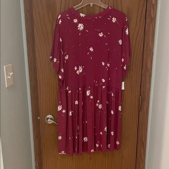 TORRID NWT Women’s Size 4 (26/28) Red Babydoll Dress with Cream Floral Design - Picture 2 of 6